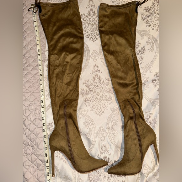 Women’s 8.5 Thigh High Over The Knee Stiletto Boots, 4.5 inch heel, Tan Color - Picture 3 of 6